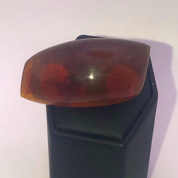 VTG 1970s Klaningrad Amber Factory Real Amber Stone Brooch 1.9” x .9” Stamped - Picture 2 of 7